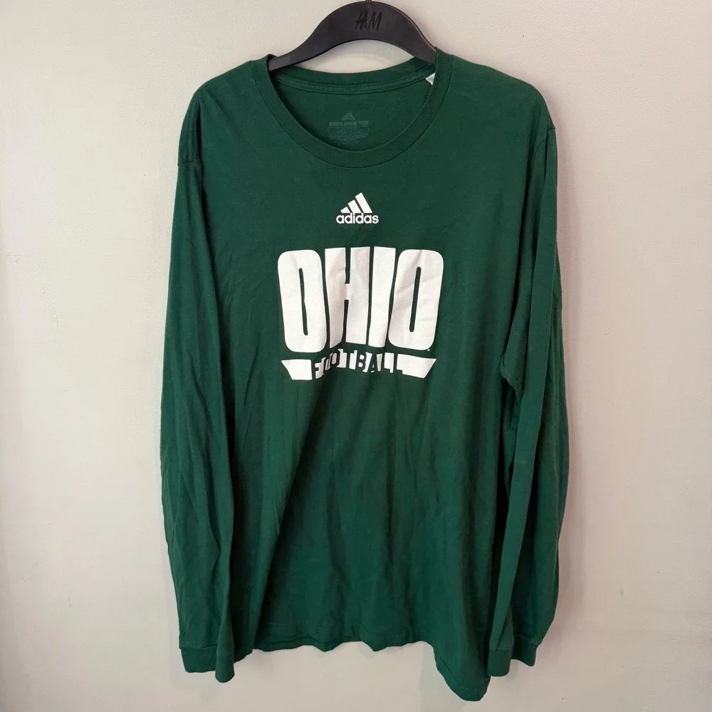 Adidas Mens Ohio Football Long‎ Sleeve Amplifier Tee Green 2XL EK0188